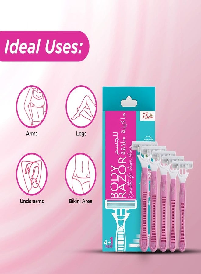Floren Face Razor for Women (pack of 3) & Disposable body razor (pack of 5) | Instant & Painless Hair Removal | Travel Friendly | Salon like Glow - Image 5